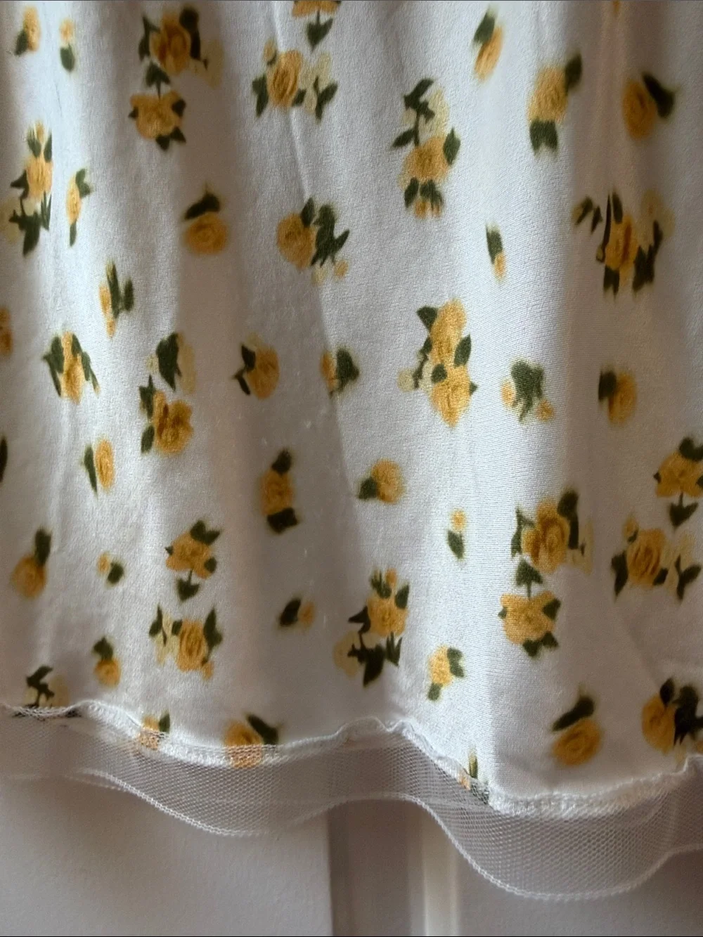 J. Crew White Mini Skirt with Yellow Floral Print